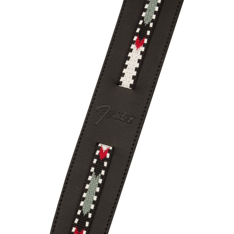 FENDER Paramount Acoustic Leather Strap, Black - vai con la sigla