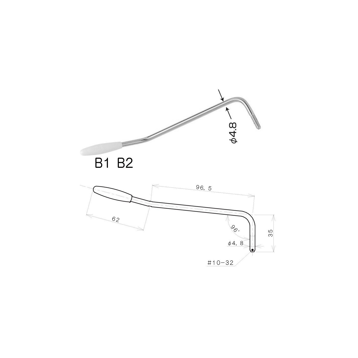 GOTOH B1C Leva Tremolo 4,8 mm per Chitarra Elettrica (Cromata) - vaiconlasigla