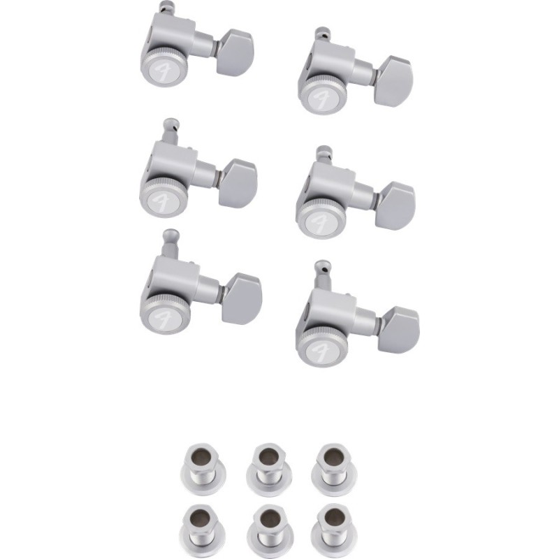 FENDER Locking Stratocaster/Telecaster Staggered Tuning Machines, Brushed Chrome (6) - vai con la sigla