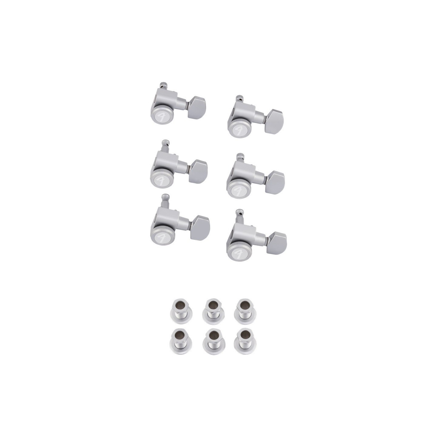 FENDER Locking Stratocaster/Telecaster Staggered Tuning Machines, Brushed Chrome (6) - vai con la sigla
