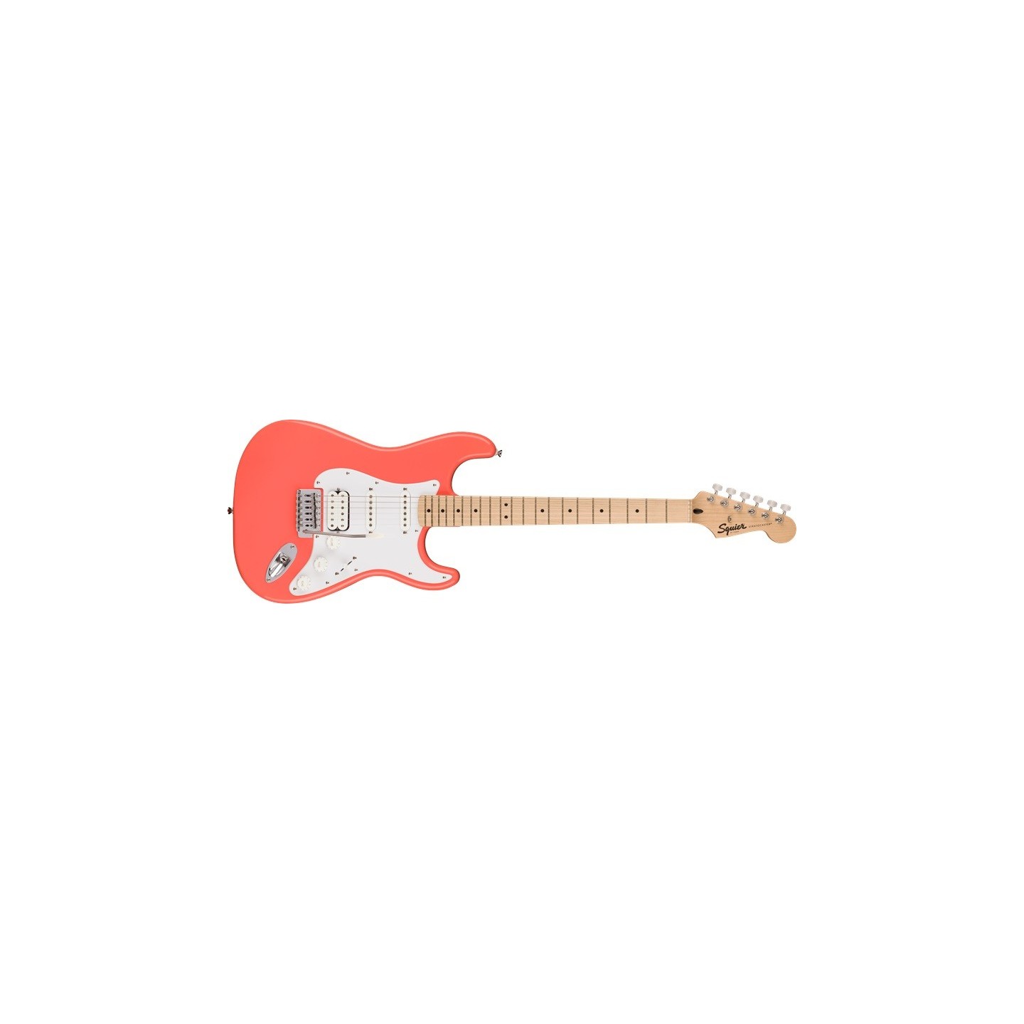 FENDER Squier Sonic® Stratocaster HSS, Maple Fingerboard, White Pickguard, Tahitian Coral - vai con la sigla
