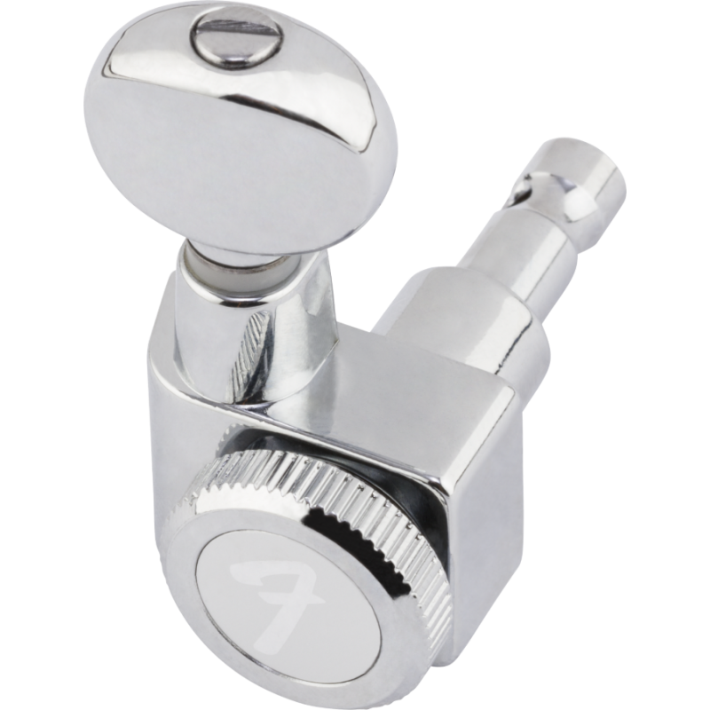 FENDER Staggered Locking Tuners with Vintage-Style Buttons, Polished Chrome (6) - vai con la sigla