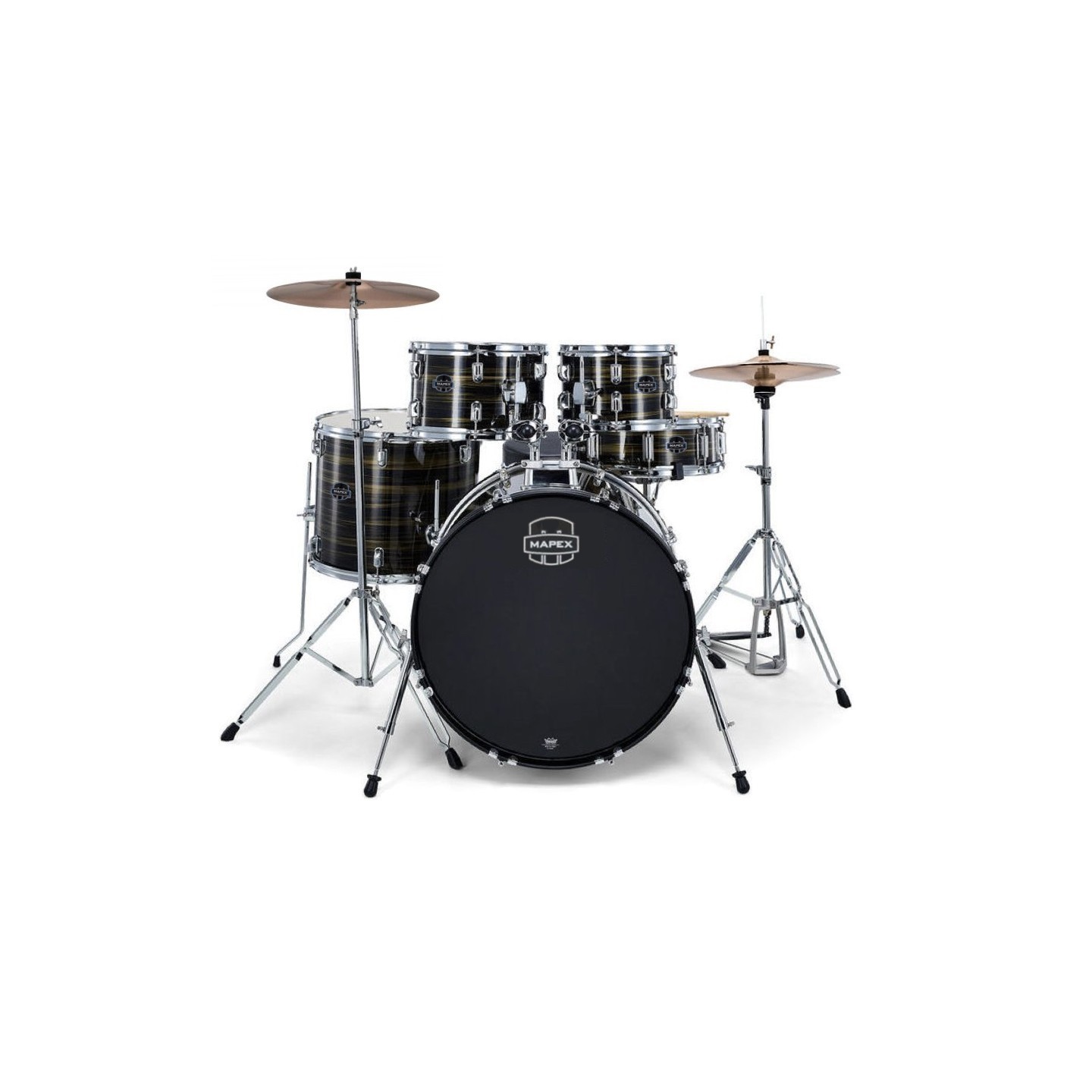 MAPEX IT CM5294FTCFJ COMET ROCK 5 PEZZI EBONY YELLOW GRAIN CON HARDWARE E PIATTI