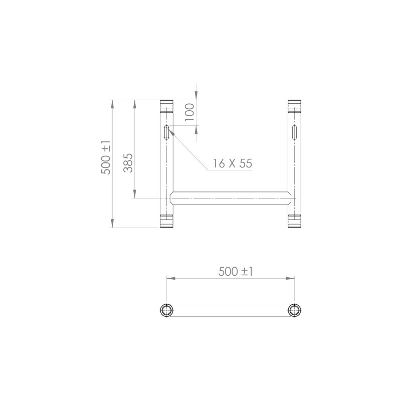 MODULA H-Tube 50x50 cm black