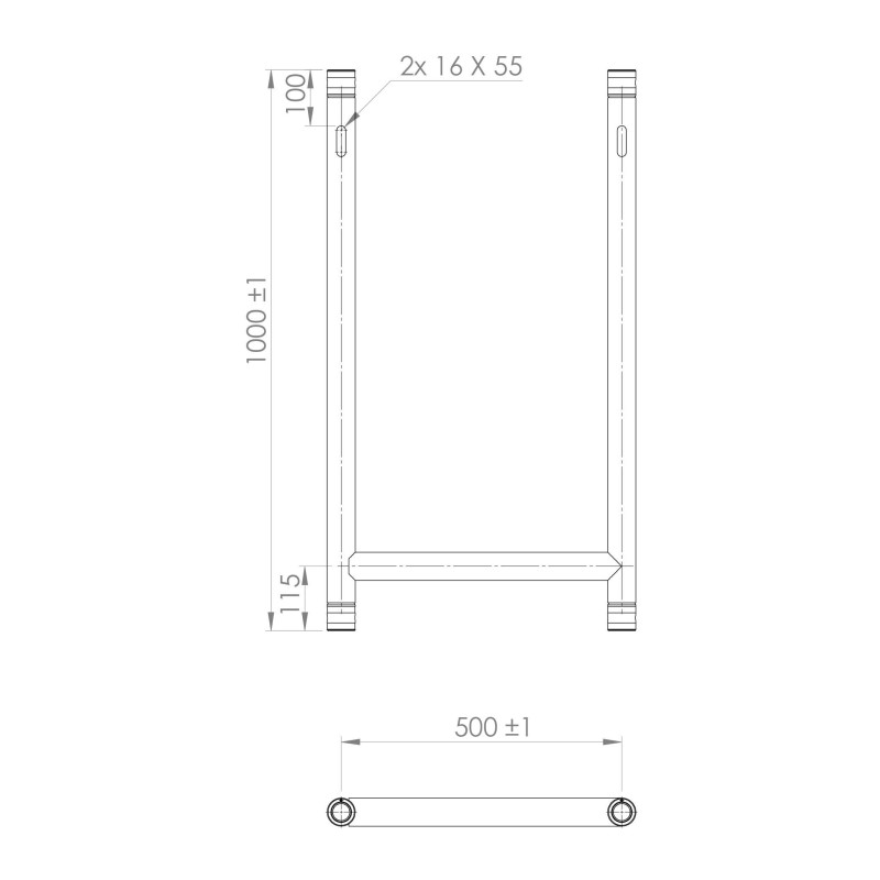 MODULA H-Tube 100x50 cm black