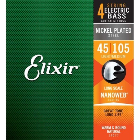 ELIXIR 14077 ELECTRIC BASS NICKEL PLATED STEEL NANOWEB, corde per basso elettrico - vaiconlasigla