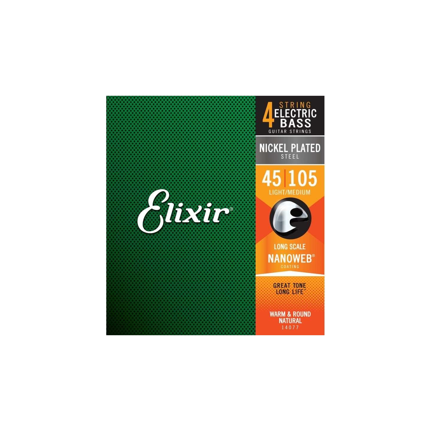 ELIXIR 14077 ELECTRIC BASS NICKEL PLATED STEEL NANOWEB, corde per basso elettrico - vaiconlasigla