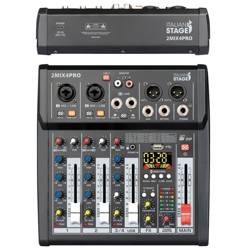ITALIAN STAGE IS 2MIX4 PRO,Mixer Audio con Lettore, Registratore ed Effetti - vai con la sigla