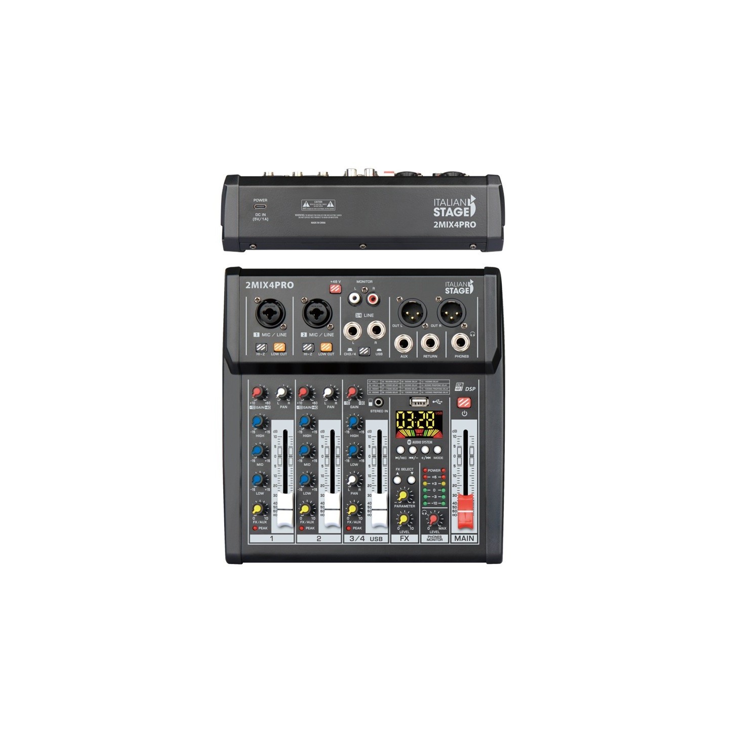ITALIAN STAGE IS 2MIX4 PRO,Mixer Audio con Lettore, Registratore ed Effetti - vai con la sigla