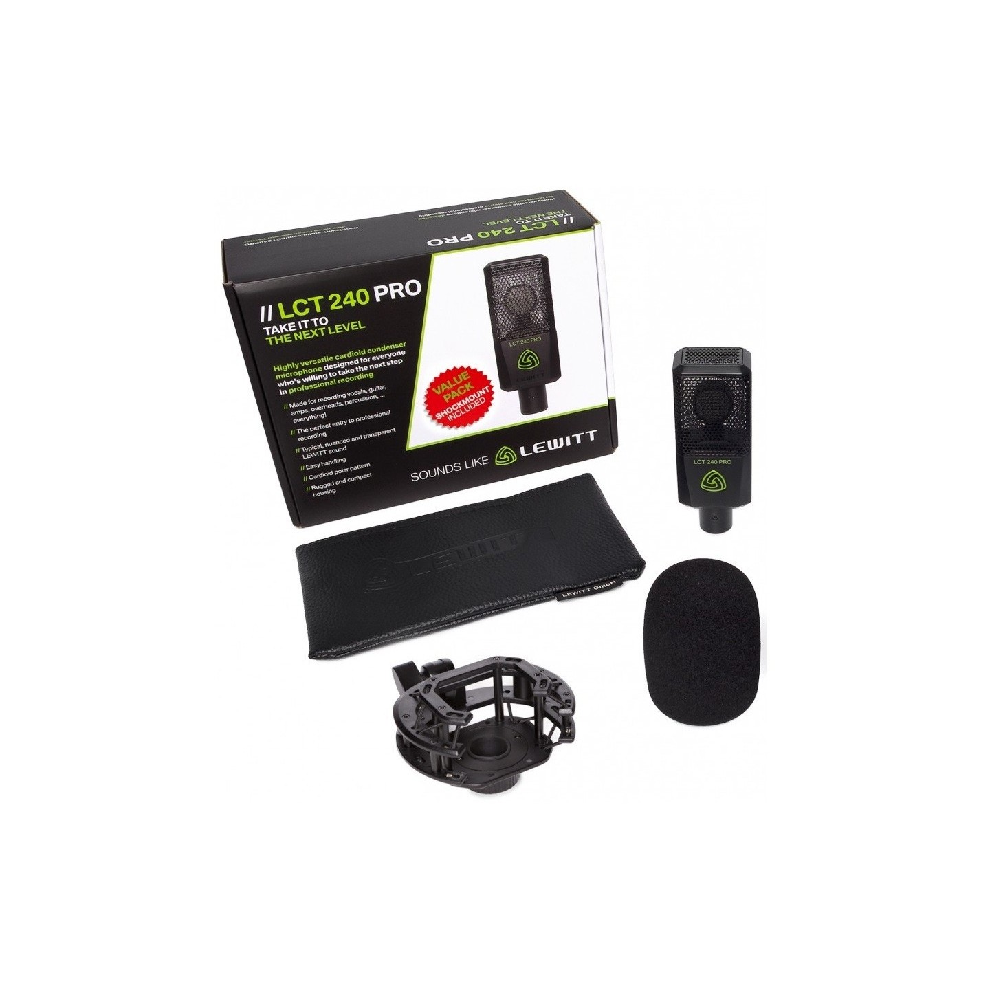 LEWITT LCT 240 PRO BK Value Pack Microfono per home recording Value Pack Nero - vai con la sigla