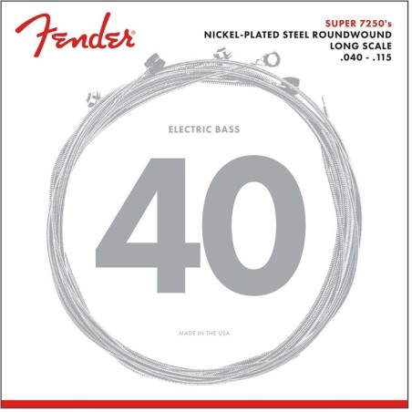 FENDER Set di Corde 7250 Bass Acciaio Nichelato Scala Lunga 7250-5L Scalature .040-.115 - vai con la sigla