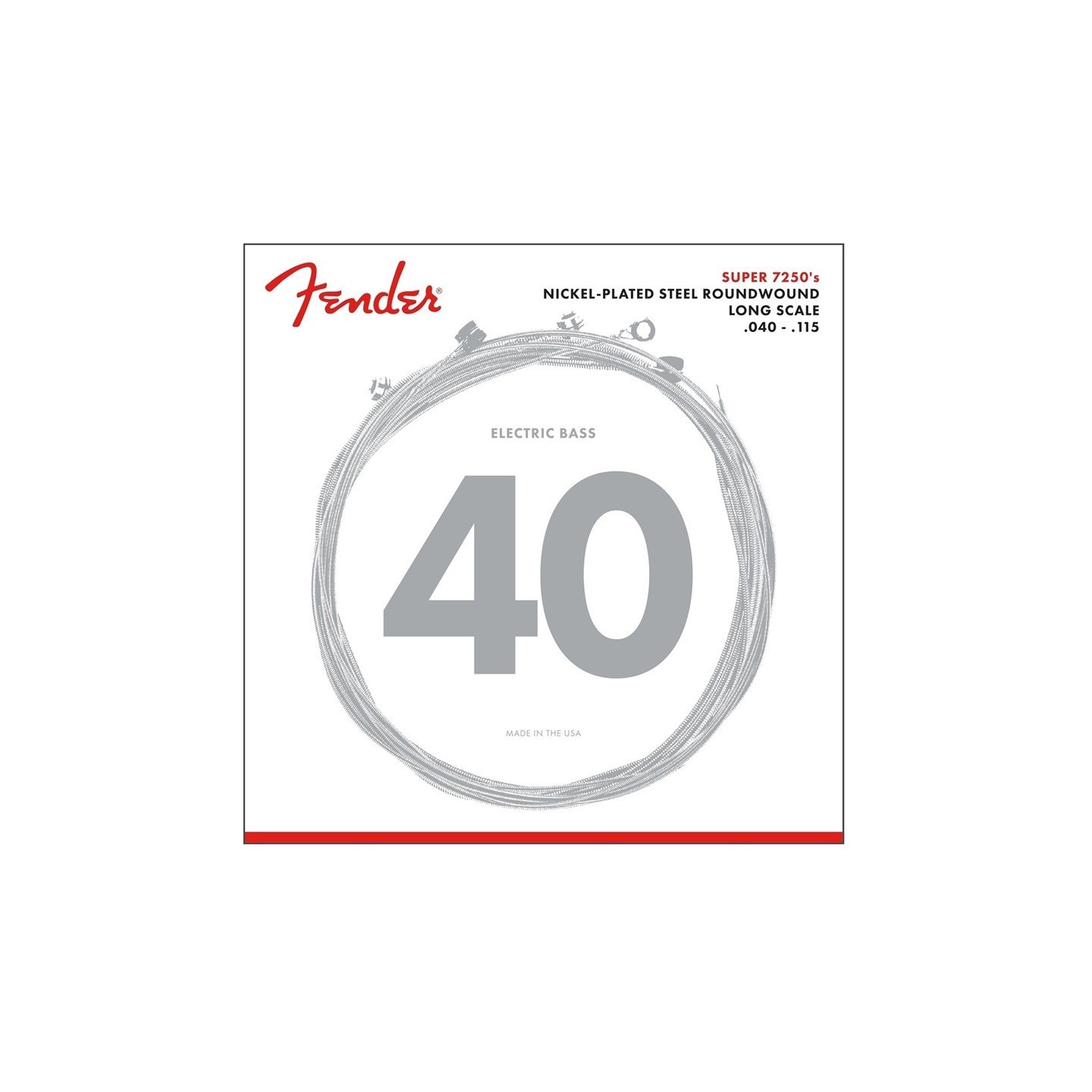 FENDER Set di Corde 7250 Bass Acciaio Nichelato Scala Lunga 7250-5L Scalature .040-.115 - vai con la sigla
