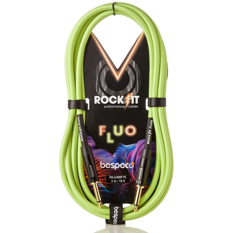 BESPECO Cavo fluo per strumento – jack Ø 6,3 mm – jack Ø 6,3 mm - 3mt giallo - vai con la sigla