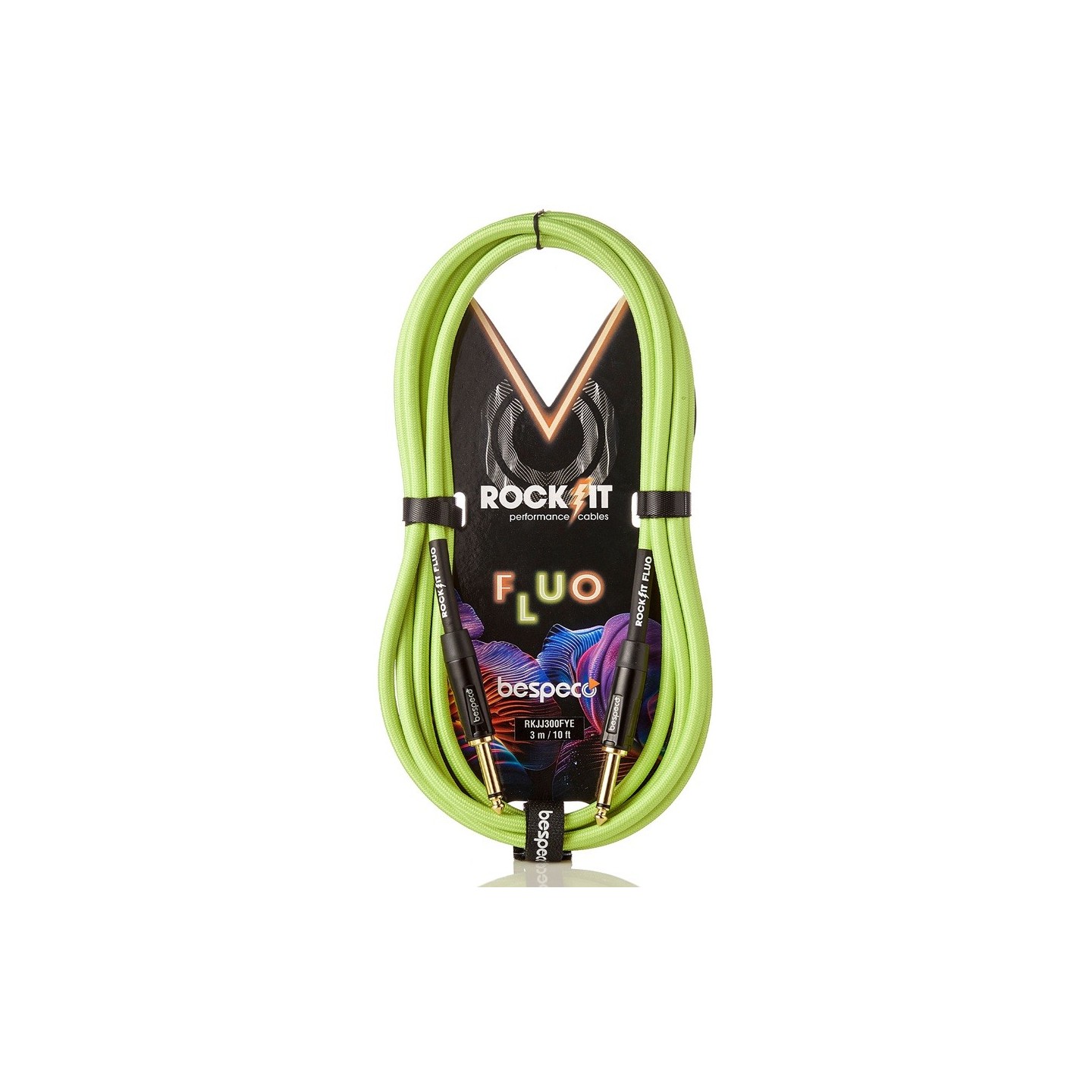 BESPECO Cavo fluo per strumento – jack Ø 6,3 mm – jack Ø 6,3 mm - 3mt giallo - vai con la sigla