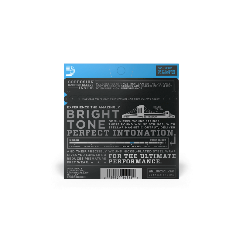 D'ADDARIO EXL115 per chitarra elettrica, Nickel Wound, Medium/Blues-Jazz Rock, 11-49 - vai con la sigla