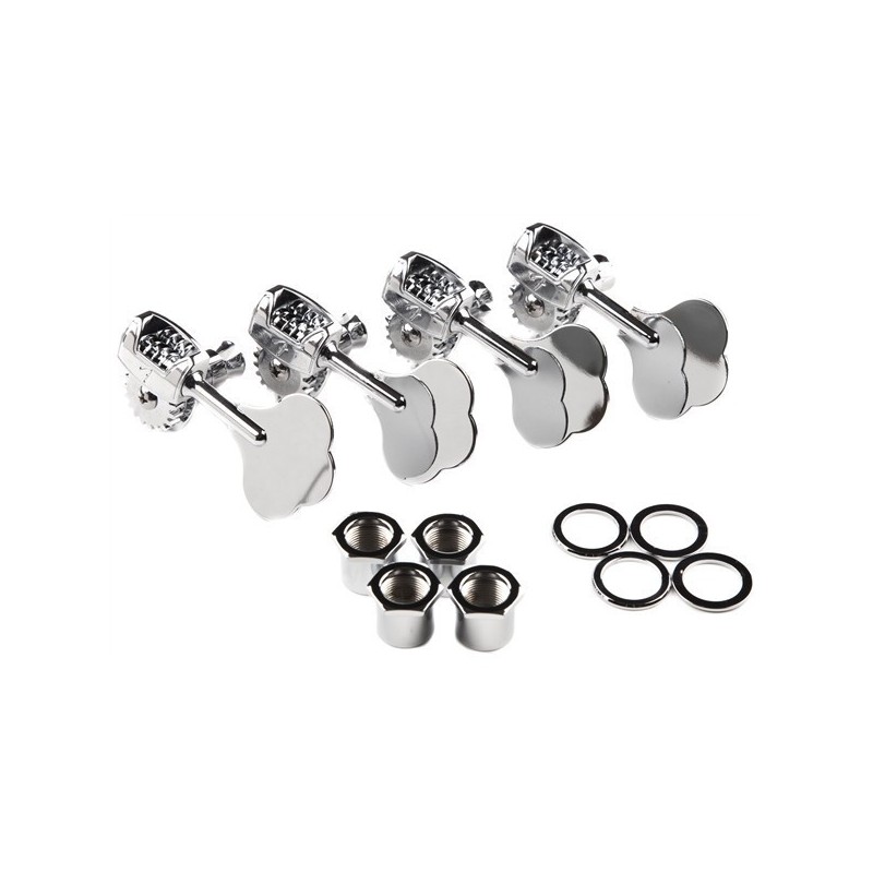 Fender Parts Deluxe "F" Stamp Bass Tuning Machines (4) Chrome 0097335049
