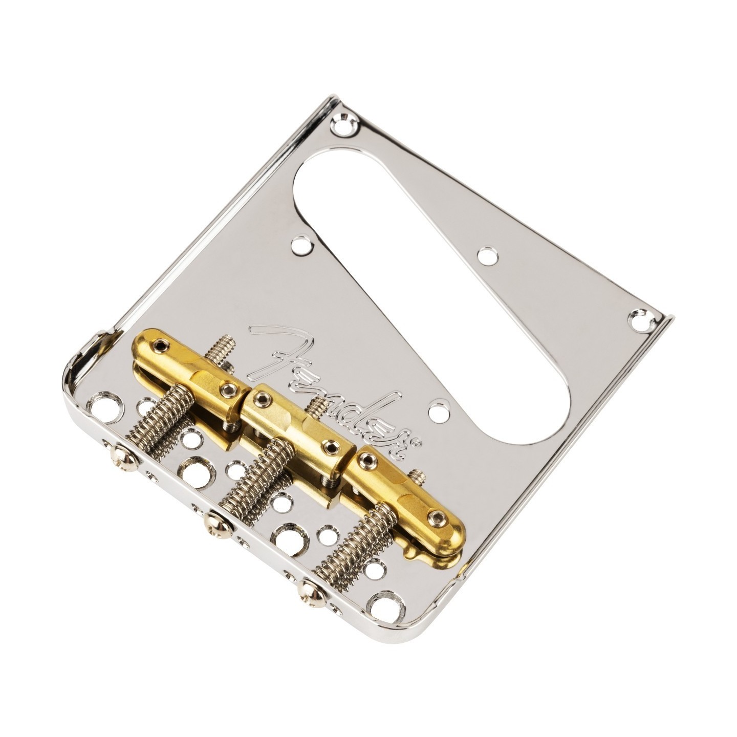 Ponte Fender 3-Saddles Top-Load/String-Through Tele® Bridge with CompensBrass Bullet