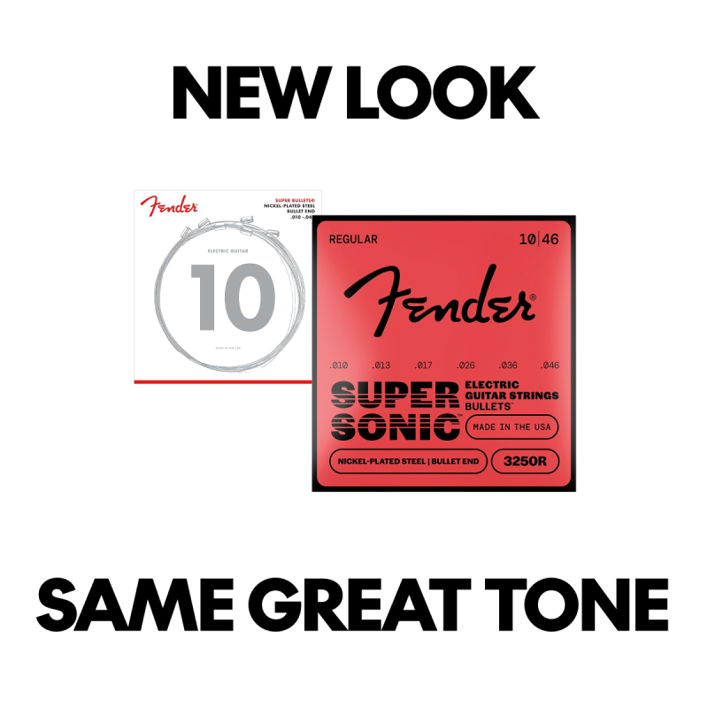 FENDER SuperSonic Bullets 3250R Guitar Strings, Nickel-Plated Steel, Bullet End, Gauges 010-046 - vai con la sigla