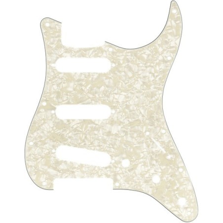 FENDER Pickguard, Stratocaster® S/S/S, 11-Hole Mount, Aged White Pearl, 4-Ply - vai con la sigla