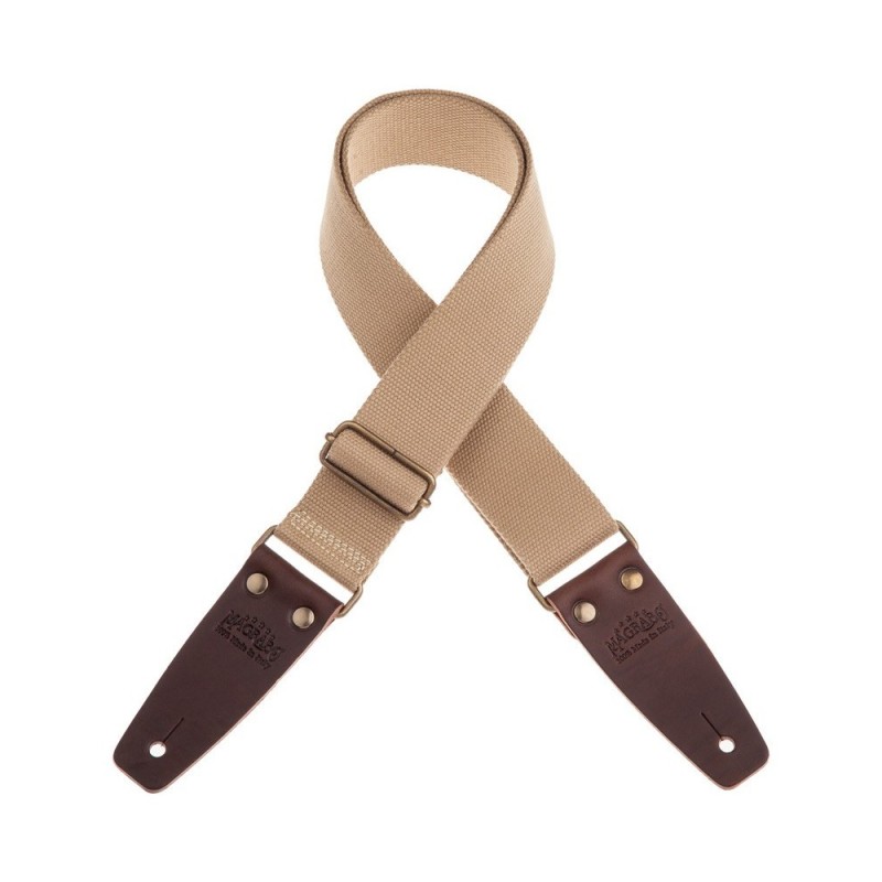 Magrabò Tracolla Stripe SC Entry Beige 5 cm terminali Marrone Scuro fibbia Ottone Antico - vai con la sigla