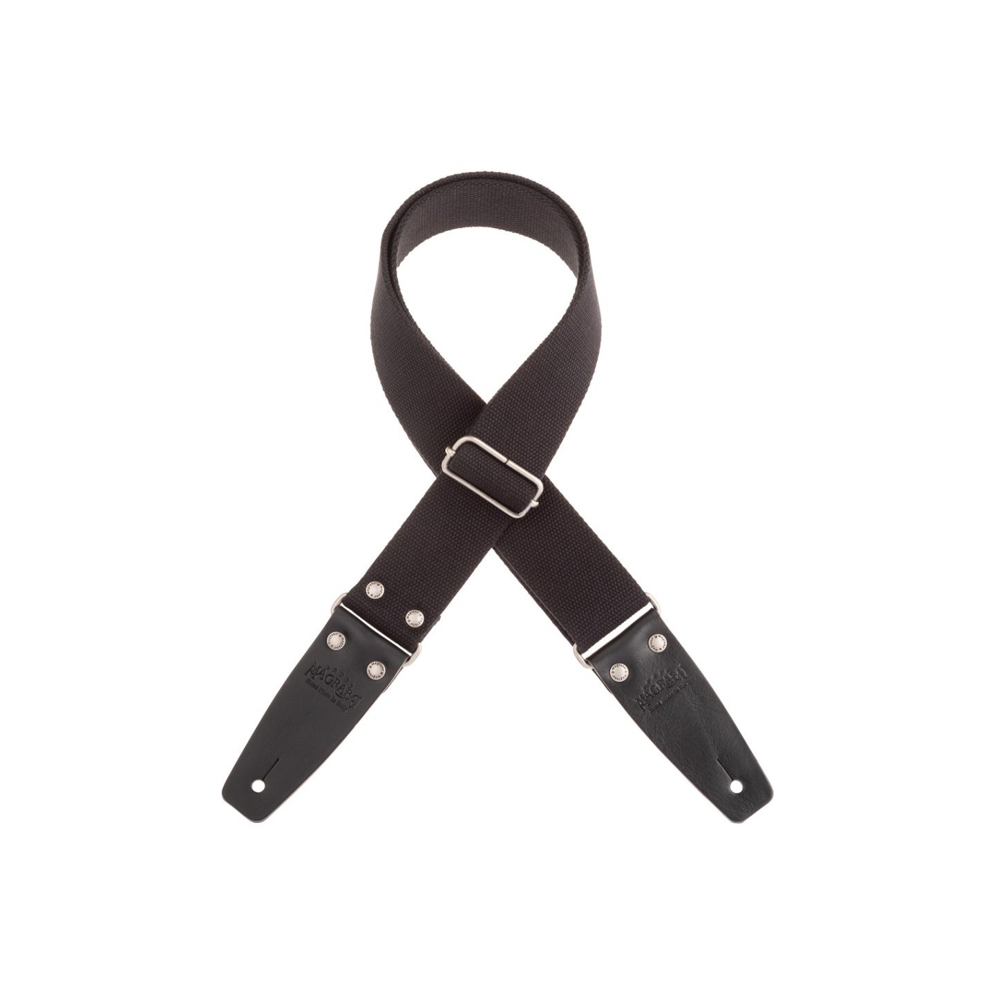 Magrabò Tracolla Stripe SC Entry Nero 5 cm terminali Nero fibbia Argento - vai con la sigla