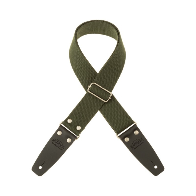 Magrabò Tracolla Stripe SC Entry Verde 5 cm terminali Nero fibbia Argento - vai con la sigla