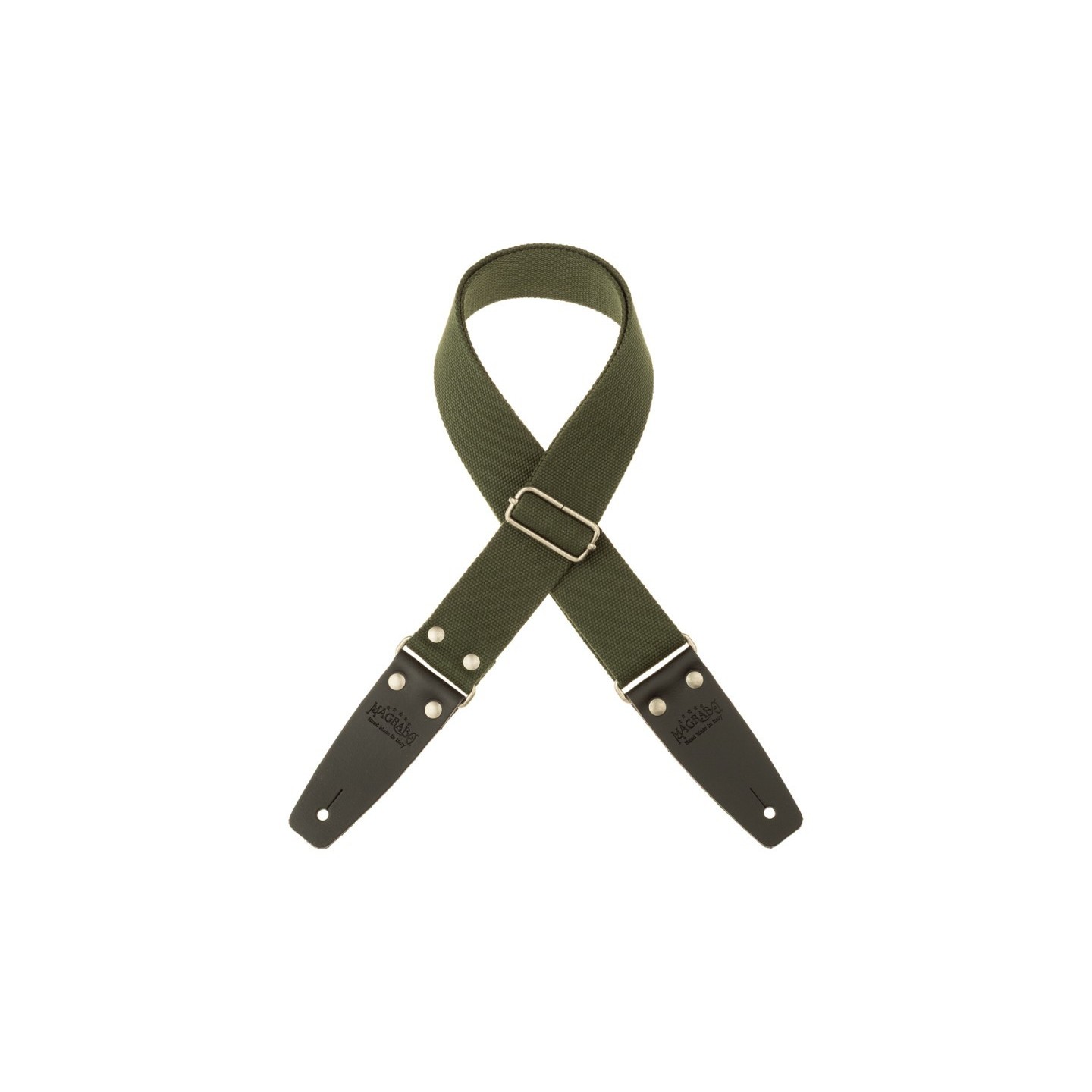 Magrabò Tracolla Stripe SC Entry Verde 5 cm terminali Nero fibbia Argento - vai con la sigla