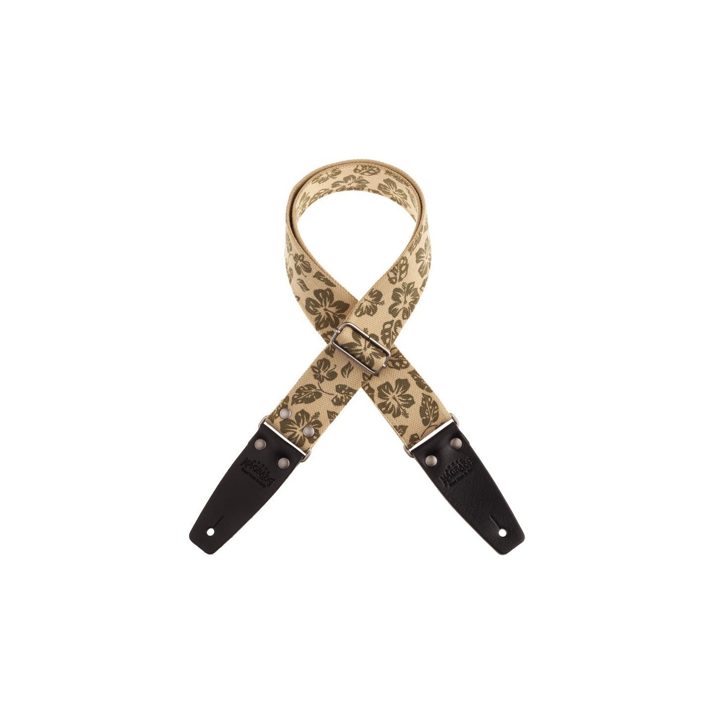 Magrabò Tracolla Stripe SC Retrò Hippie 5 cm terminali Nero fibbia Argento - vai con la sigla