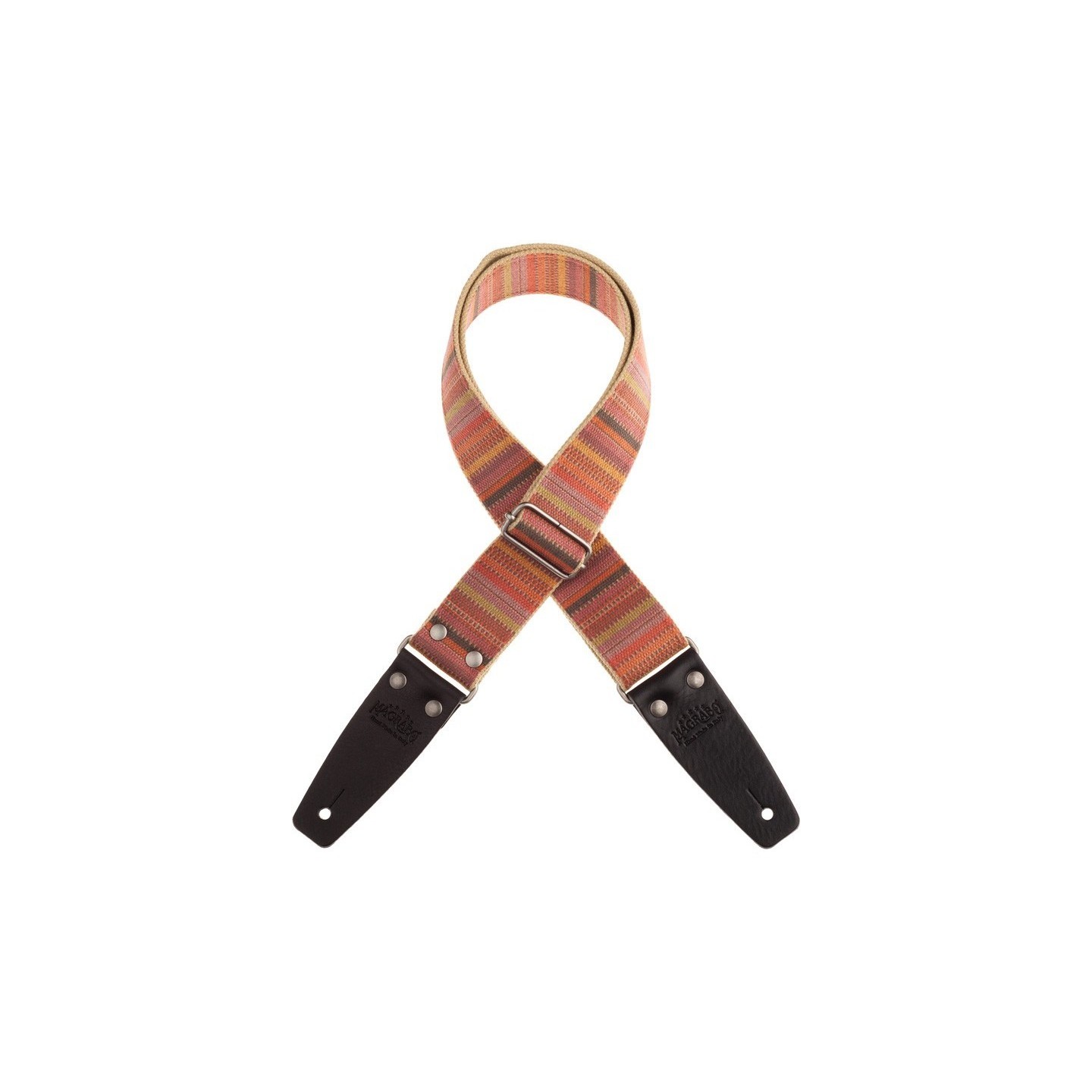 Magrabò Tracolla Stripe SC Retrò Mexico 5 cm terminali Nero fibbia Argento - vai con la sigla