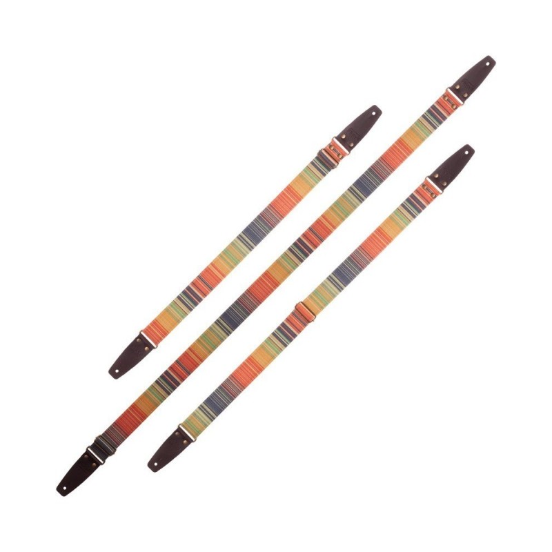 Magrabò Tracolla Stripe SC Retrò Rainbow 5 cm terminali Marrone fibbia Ottone - vai con la sigla