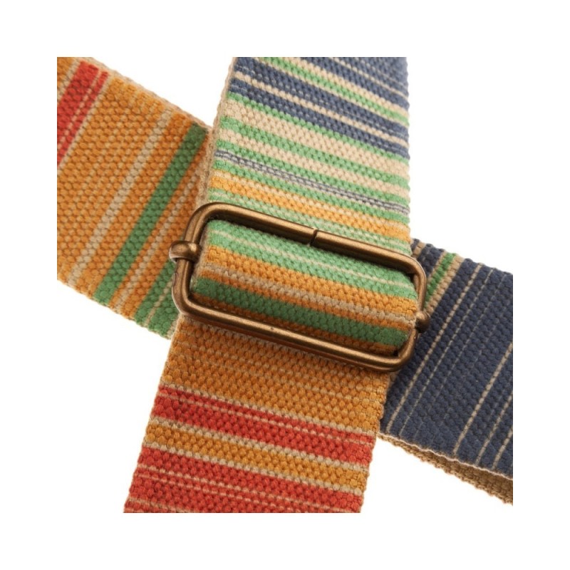 Magrabò Tracolla Stripe SC Retrò Rainbow 5 cm terminali Marrone fibbia Ottone - vai con la sigla