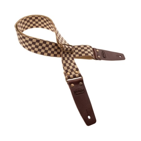 Magrabò Tracolla Stripe SC Retrò Chess 5 cm terminali Marrone fibbia Ottone - vai con la sigla