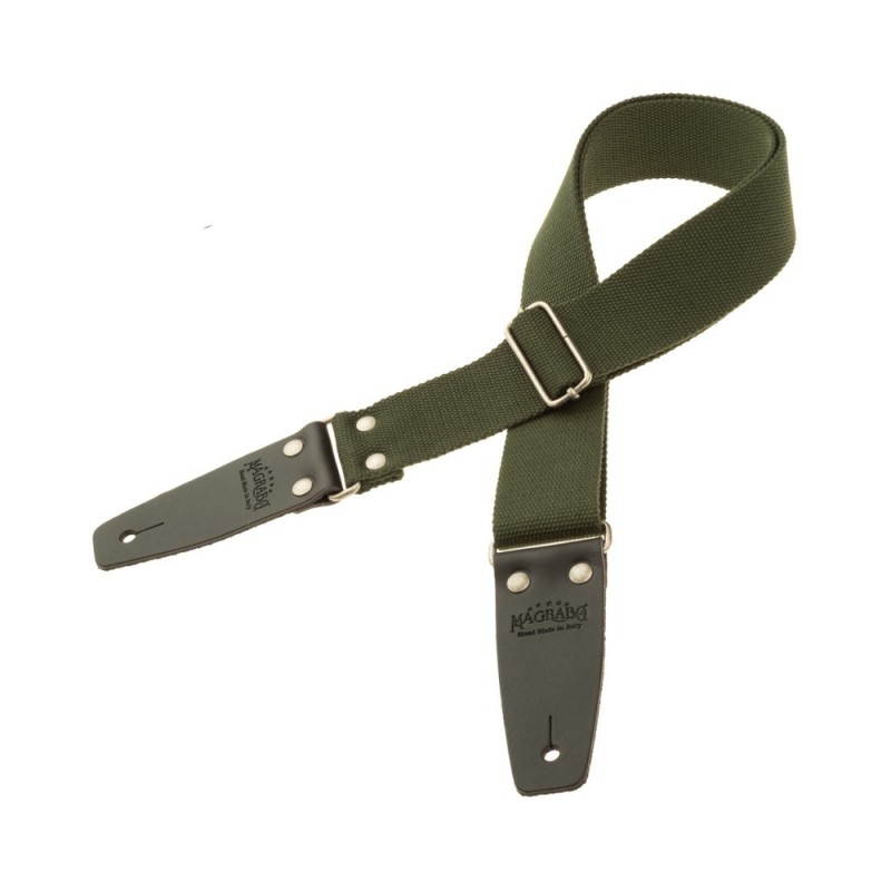 Magrabò Tracolla Stripe SC Entry Verde 5 cm terminali Nero fibbia Argento - vai con la sigla