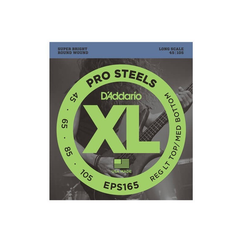 D'ADDARIO EPS165 ProSteels Bass, Custom Light, 45-105, Long Scale - vaiconlasigla