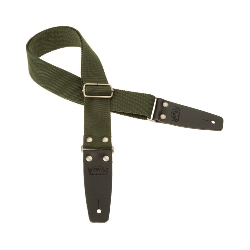 Magrabò Tracolla Stripe SC Entry Verde 5 cm terminali Nero fibbia Argento - vai con la sigla