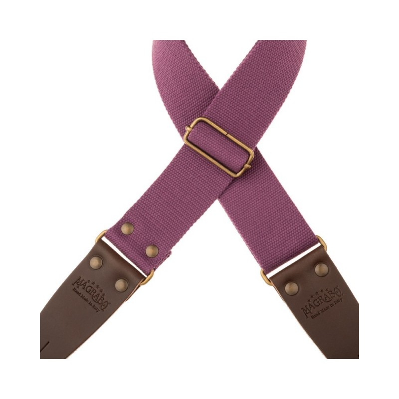 Magrabò Tracolla Stripe SC Entry Prugna 5 cm terminali Marrone Scuro fibbia Ottone - vai con la sigla