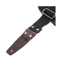 Magrabò Tracolla Stripe SC Entry Olded Nero 5 cm terminali Embossed Flores Bordeaux fibbia Argento Antico - vai con la s