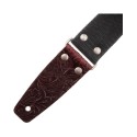 Magrabò Tracolla Stripe SC Entry Olded Nero 5 cm terminali Embossed Flores Bordeaux fibbia Argento Antico - vai con la s