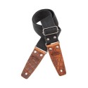 Magrabò Tracolla Stripe SC Entry Olded Nero 5 cm terminali Embossed Cocco Pros Marrone fibbia Argento Antico - vai con l