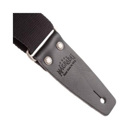 Magrabò Tracolla Stripe SC Entry Nero 5 cm terminali Nero fibbia Argento - vai con la sigla