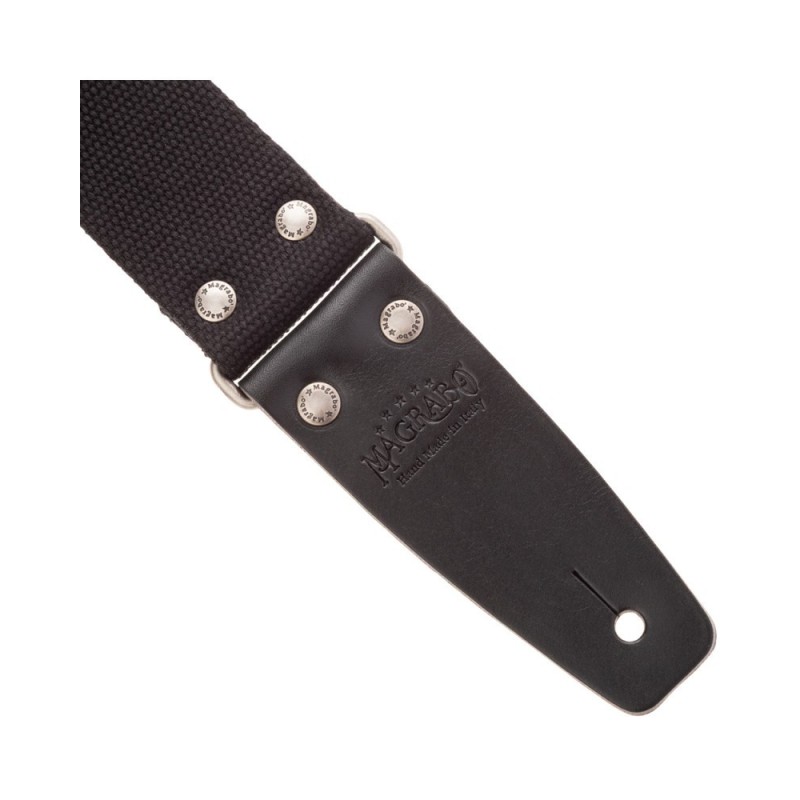 Magrabò Tracolla Stripe SC Entry Nero 5 cm terminali Nero fibbia Argento - vai con la sigla