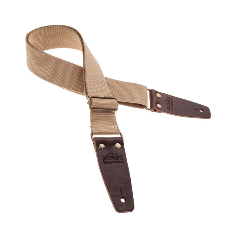 Magrabò Tracolla Stripe SC Entry Beige 5 cm terminali Marrone Scuro fibbia Ottone Antico - vai con la sigla