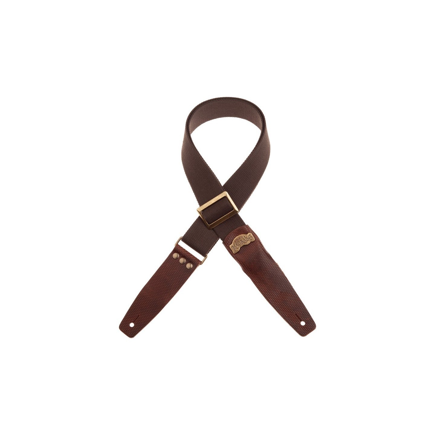 Magrabò Tracolla Stripe SC Cotton Marrone 5 cm terminali Twinkle Marrone Scuro, fibbia Recta Ottone - vai con la sigla
