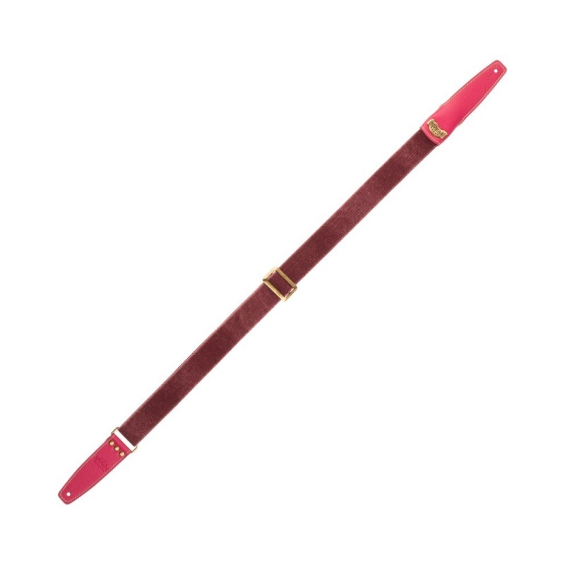 Magrabò Tracolla Stripe SS Cotton Washed Bordeaux 5 cm terminali Colors Orchidea, fibbia Recta Ottone - vai con la sigla
