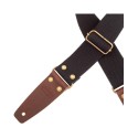 Magrabò Tracolla Stripe SC Entry Nero 5 cm terminali Marrone Scuro fibbia Ottone Antico - vai con la sigla