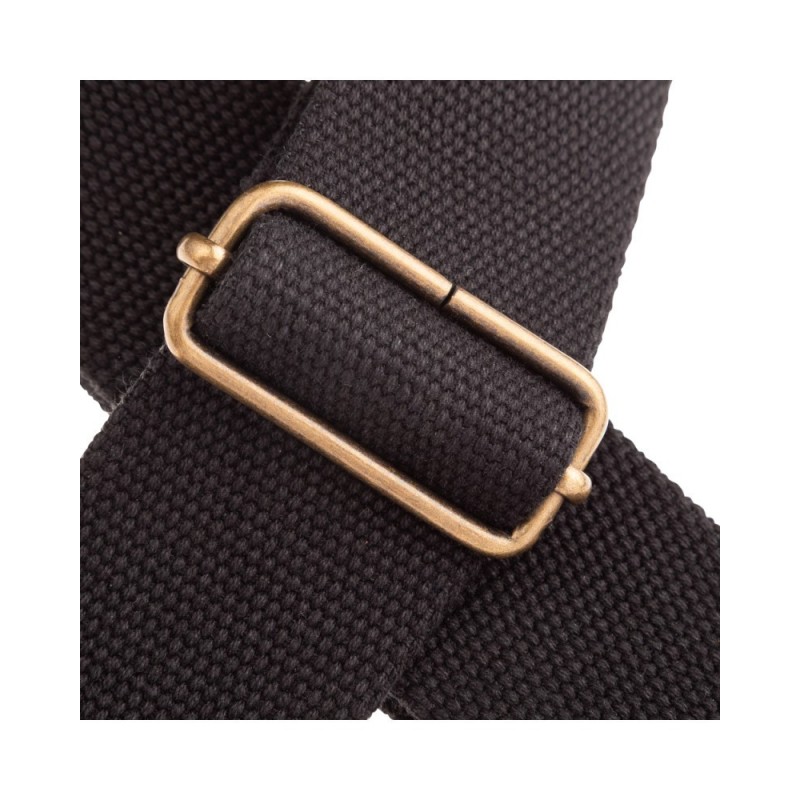 Magrabò Tracolla Stripe SC Entry Nero 5 cm terminali Marrone Scuro fibbia Ottone Antico - vai con la sigla