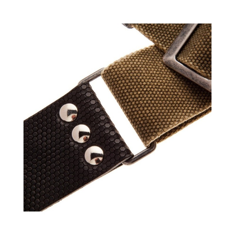 Magrabò Tracolla Stripe SC Cotton Washed Verde Oliva 5 cm terminali Twinkle Nero, fibbia Recta Argento - vai con la sigl