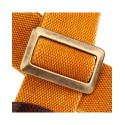 Magrabò Tracolla Stripe SC Cotton Washed Ocra 5 cm terminali Twinkle Marrone Scuro, fibbia Recta Ottone - vai con la sig