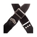 Magrabò Tracolla Stripe SC Cotton Washed Nero 5 cm terminali Twinkle Nero, fibbia Recta Argento - vai con la sigla