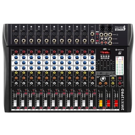 Italian Stage 2MIX12PRO mixer con lettore, registratore ed effetti BT - vai con la sigla